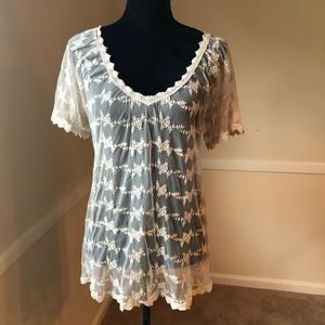 Love Stitch Cream Lace Top